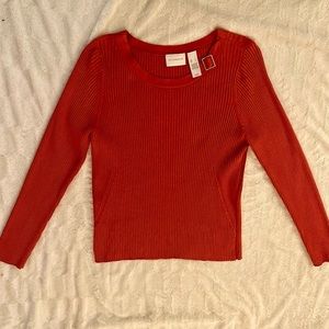 Liz Claiborne rib knit sweater. Amber/rust